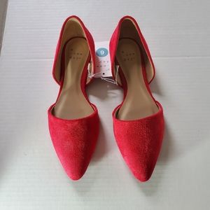NWT A.N.D Red Suede Flats Size 6